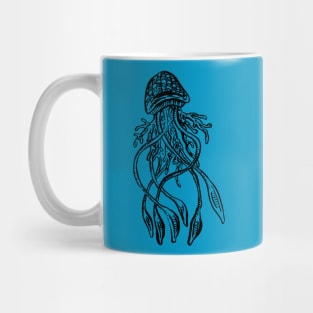 Jellyfish Illustration, Floating in the Sea Mug